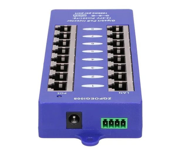 ExtraLink 8 Portowy Gigabit PoE Injector 8x 1000Mb/s RJ45, Mode B - 1541572 - zdjęcie 2